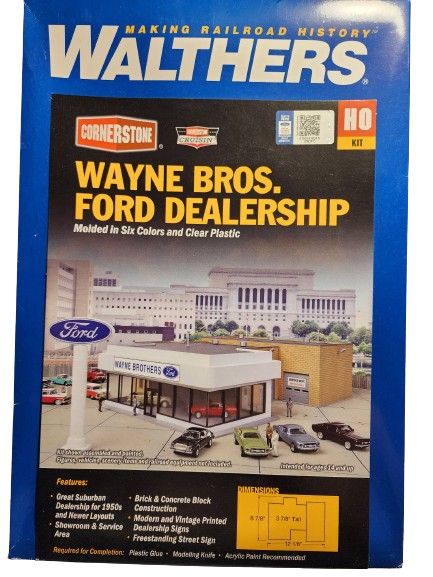 Walthers Wayne Bros Ford Dealership Model Kit - Unassembled in open box
