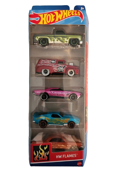2023 Hot Wheels HW FLAMES 5 Pack with Chevy Truck MIB